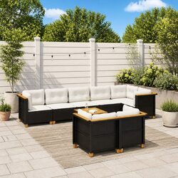 Garden Sofa Set 9 Piece Outdoor Furniture Patio Sectional with Cushions Black