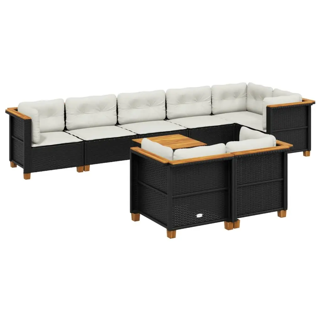 Garden Sofa Set 9 Piece Outdoor Furniture Patio Sectional with Cushions Black