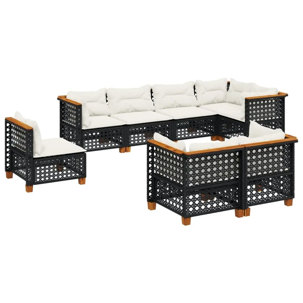 8 Piece Outdoor Modular Sofa Set with Cushions Black Rattan Furniture