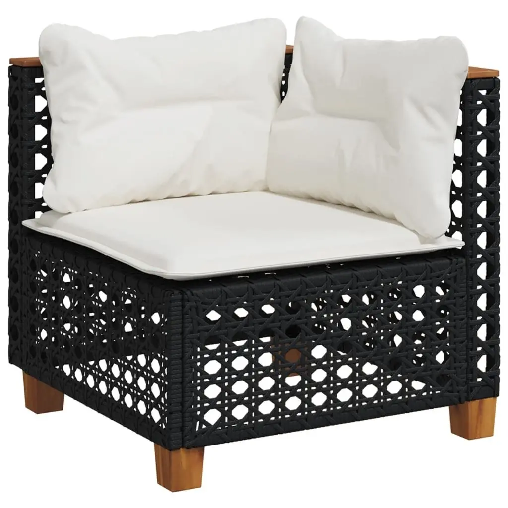 8 Piece Outdoor Modular Sofa Set with Cushions Black Rattan Furniture