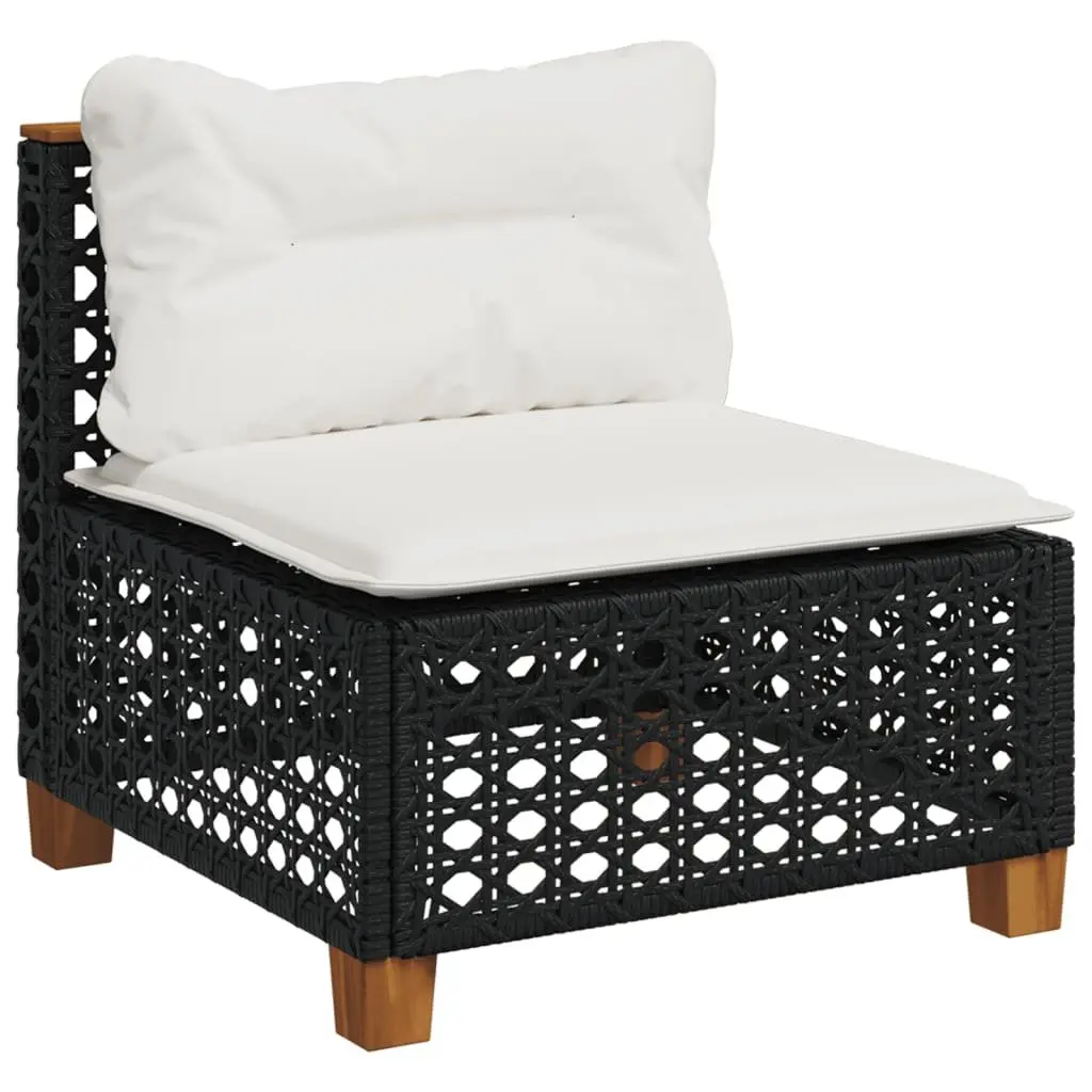 8 Piece Outdoor Modular Sofa Set with Cushions Black Rattan Furniture