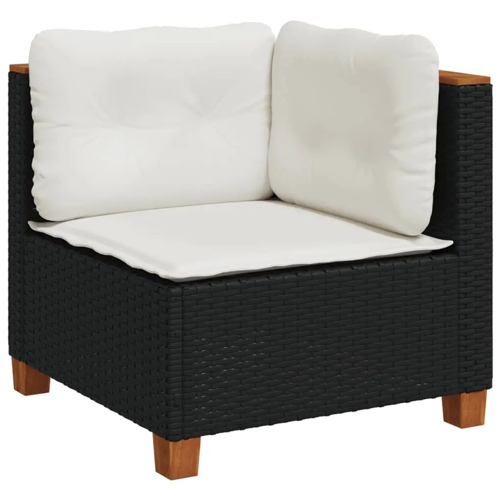 7 Piece Outdoor Garden Sofa Set with Cushions Black Poly Rattan Patio Furniture