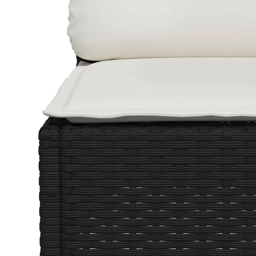 7 Piece Outdoor Garden Sofa Set with Cushions Black Poly Rattan Patio Furniture