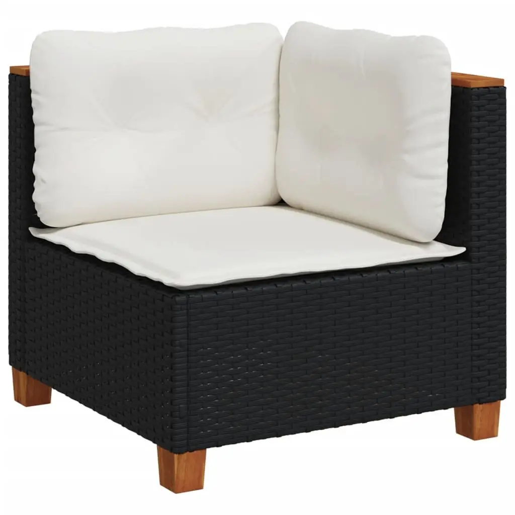 Garden Sofa Set Black Poly Rattan 8 Pieces Outdoor Furniture with Cushions