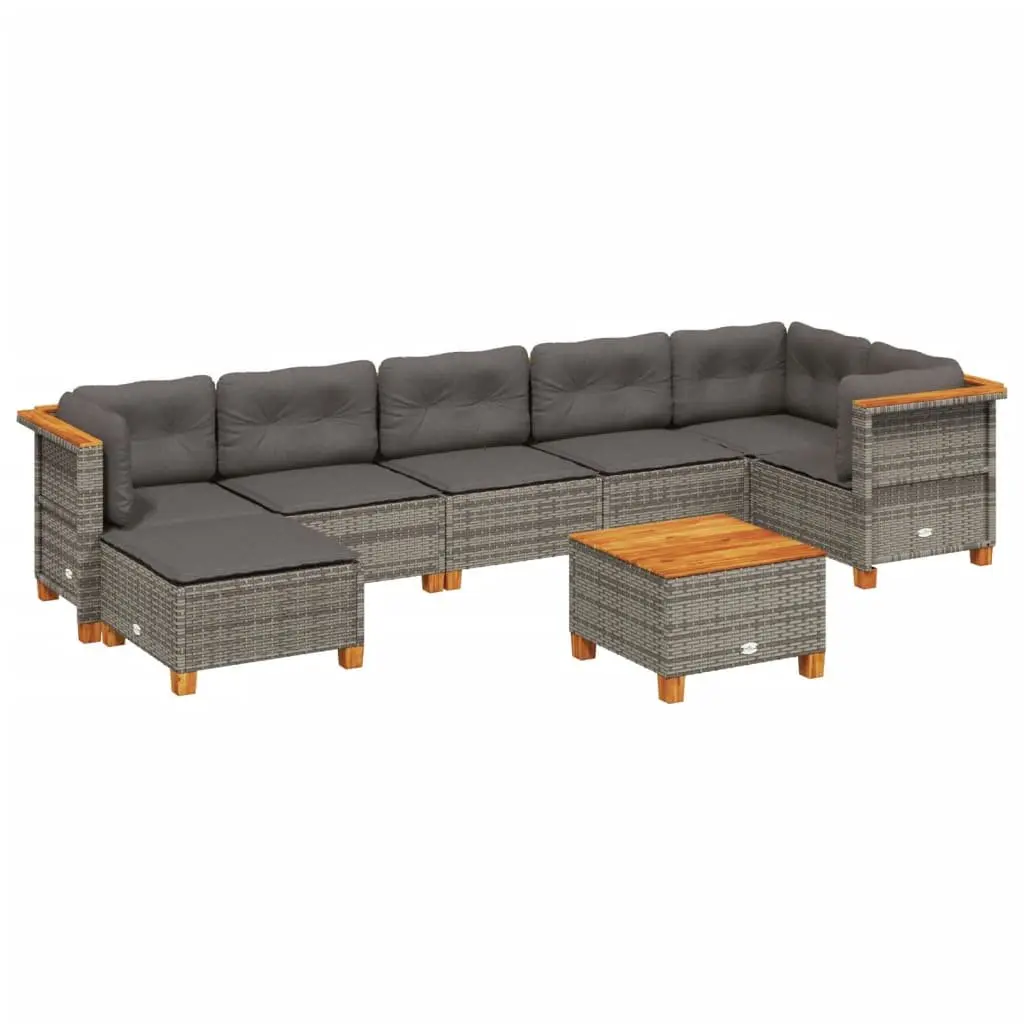 Garden Sofa Set 8 Piece Outdoor Furniture Grey Poly Rattan Patio Lounge with