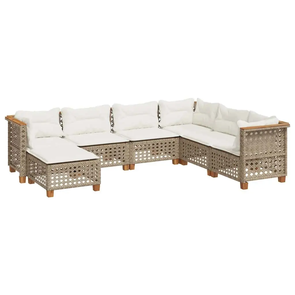 7-Piece Garden Sofa Set with Cushions Beige Outdoor Furniture Patio Lounge