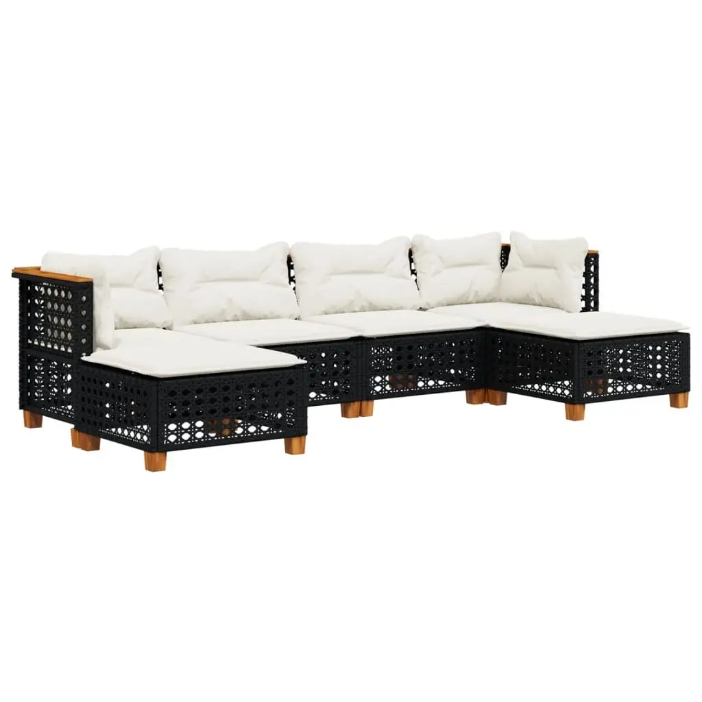 6 Piece Black Patio Sofa Set