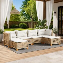 Beige 6 Piece Garden Sofa Set for Cozy Outdoor Living