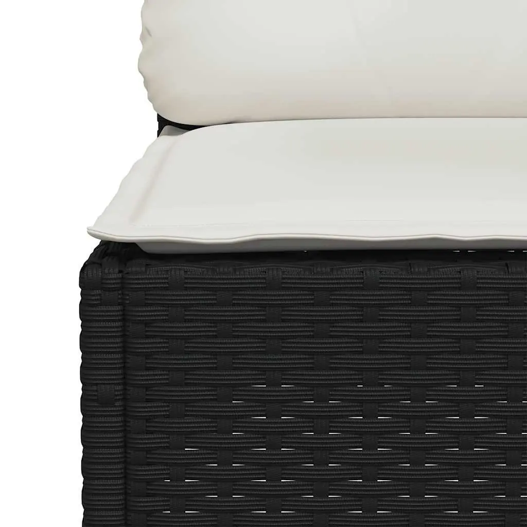 Garden Sofa Set 8 Piece Outdoor Furniture Black Poly Rattan Modular Cushioned