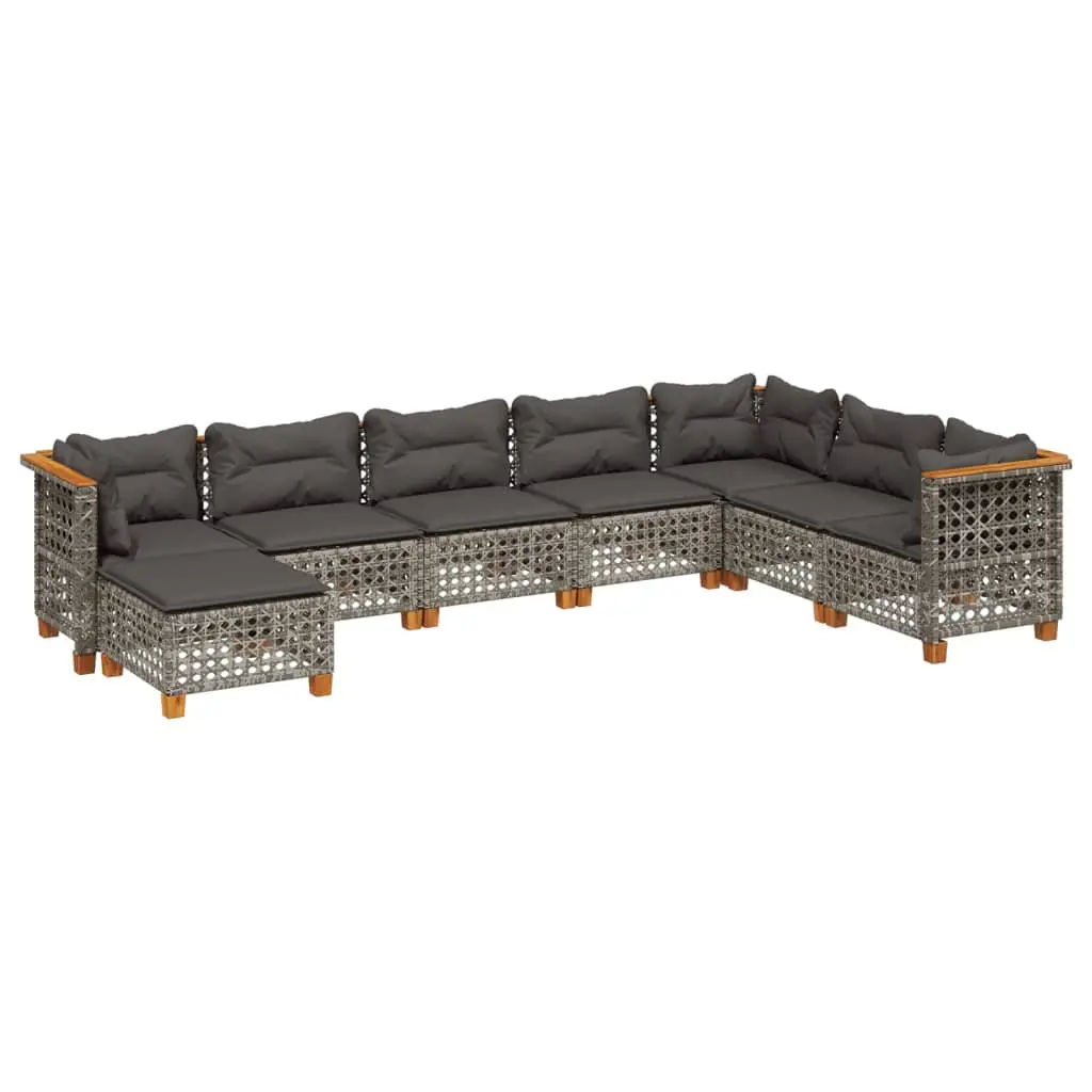 Garden Sofa Set 8 Piece Outdoor Furniture Grey Cushions Modular Patio Rattan