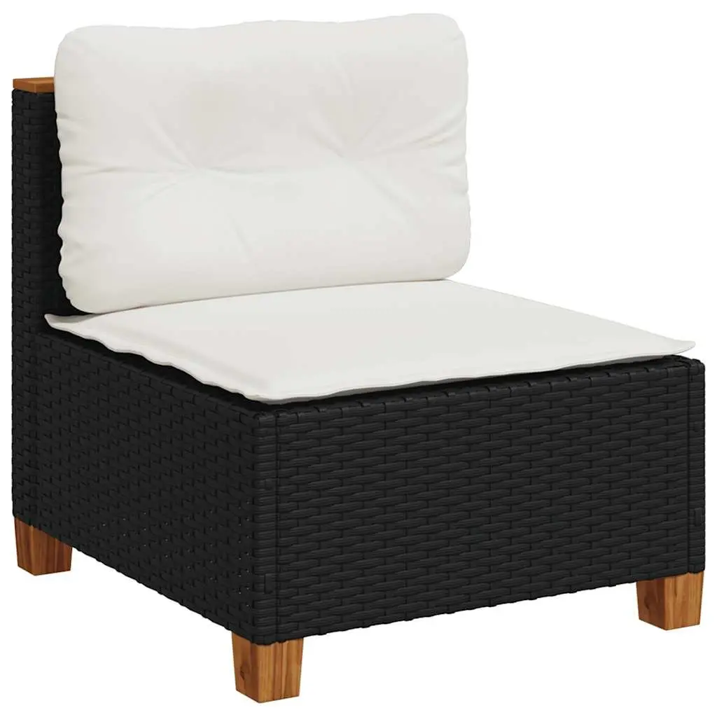 Garden Sofa Set 7 Piece Outdoor Furniture Patio Sectional Black with Cushions