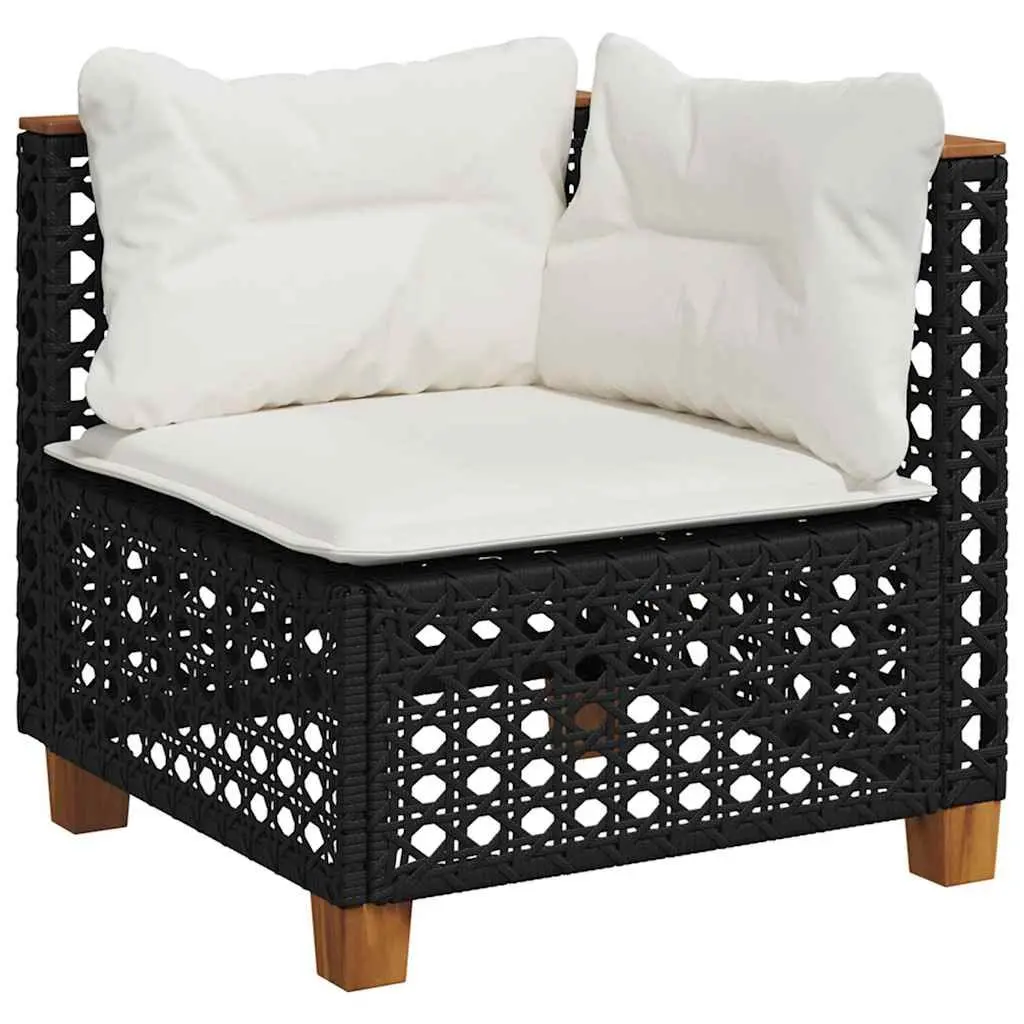 Garden Sofa Set 7 Piece Outdoor Furniture Patio Black Poly Rattan with Cushions