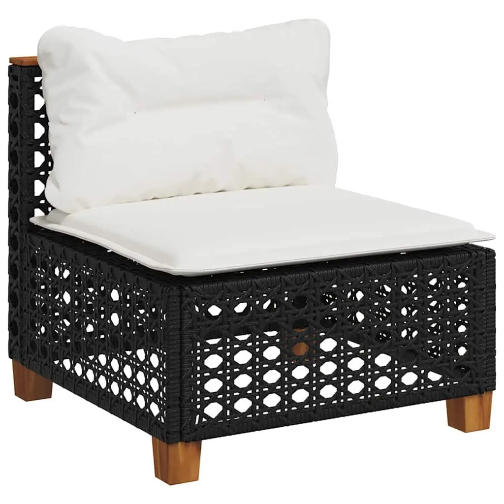 Garden Sofa Set 7 Piece Outdoor Furniture Patio Black Poly Rattan with Cushions