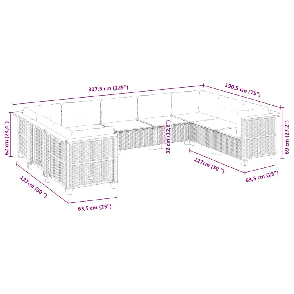 9 Piece Garden Sofa Set