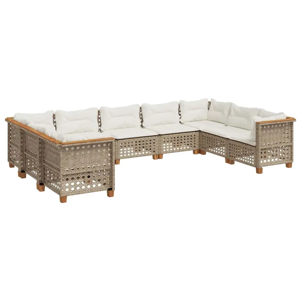 Garden Sofa Set Modular 9 Piece Outdoor Patio Furniture with Cushions Beige