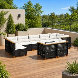 Outdoor Garden Sofa Set: 9-Piece Furniture with Cushions