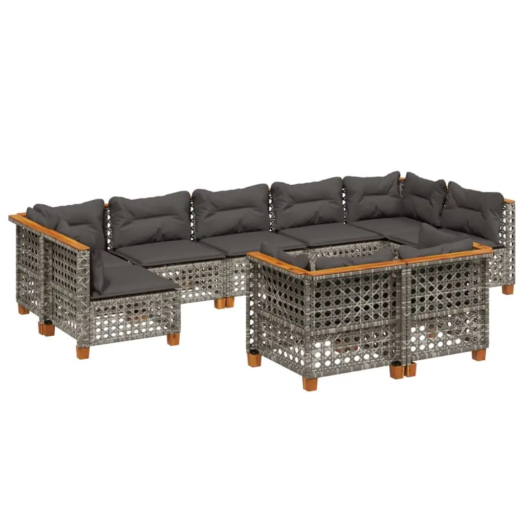 Garden Sofa Set 9 Piece Outdoor Furniture Patio Seating with Cushions Grey