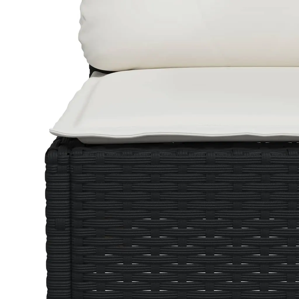 10 Piece Modular Outdoor Garden Sofa Set with Cushions Black Poly Rattan