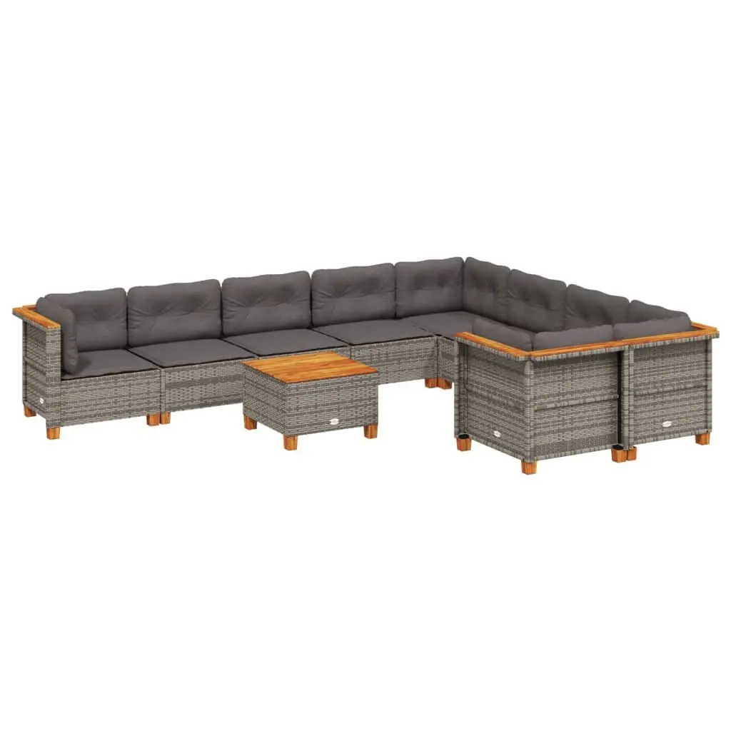 Garden Sofa Set 10 Piece Outdoor Furniture Grey Poly Rattan Patio Lounge