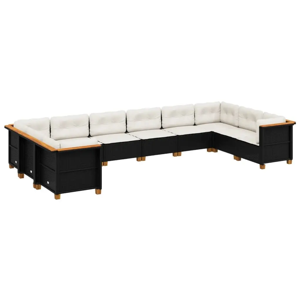 Garden Sofa Set 10 Piece Outdoor Furniture Patio Seating Black Poly Rattan