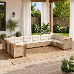 Friendly 10 Piece Modular Sofa Set in Beige for Outdoors