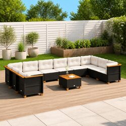 Friendly 11 Piece Black Outdoor Sofa Set with Cushions