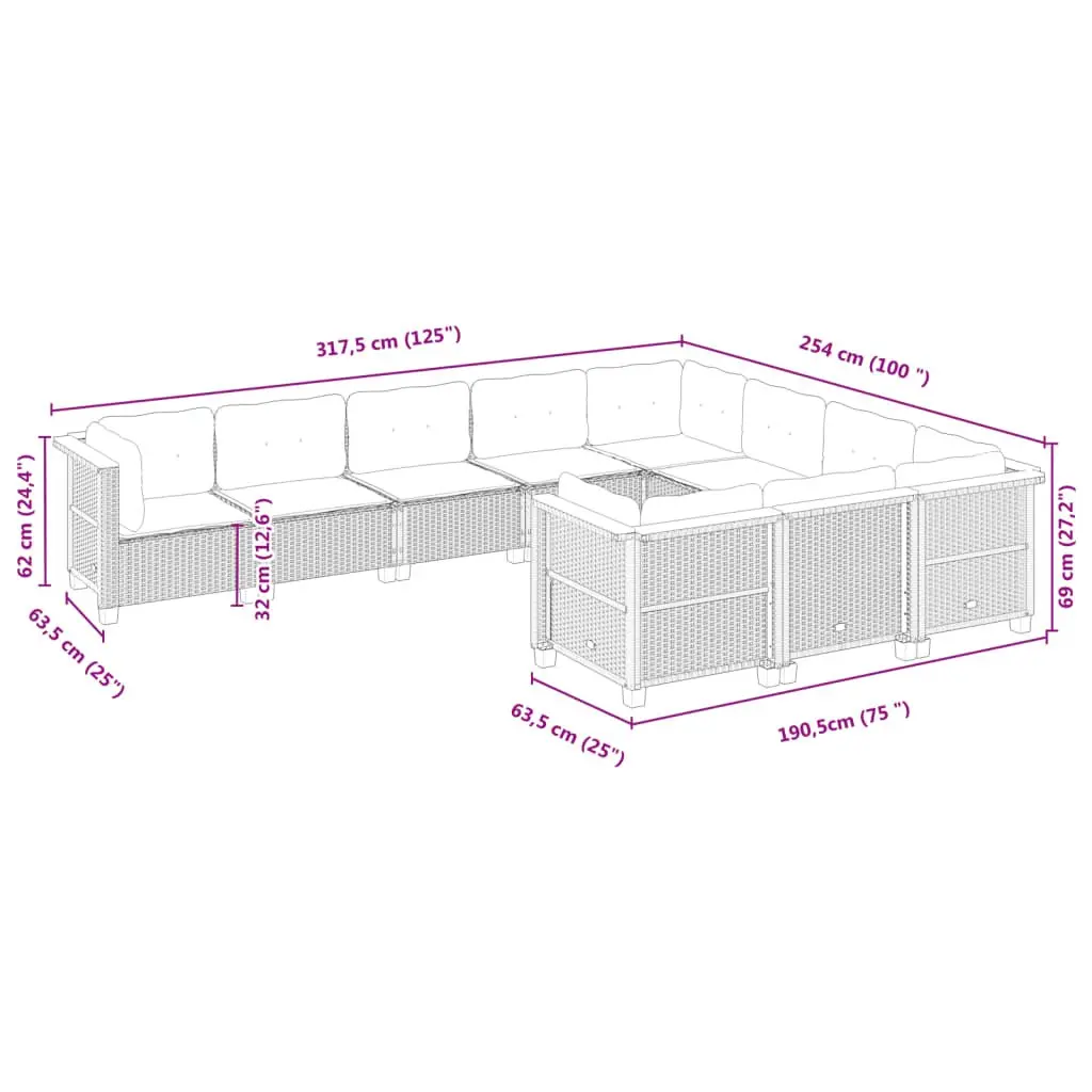 10 Piece Garden Sofa Set