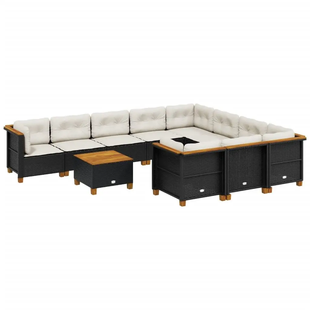 Outdoor Garden Sofa Set Modular Black PE Rattan 11 Piece