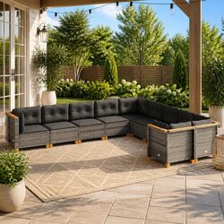 10 Piece Grey Outdoor Sofa Set for Your Patio