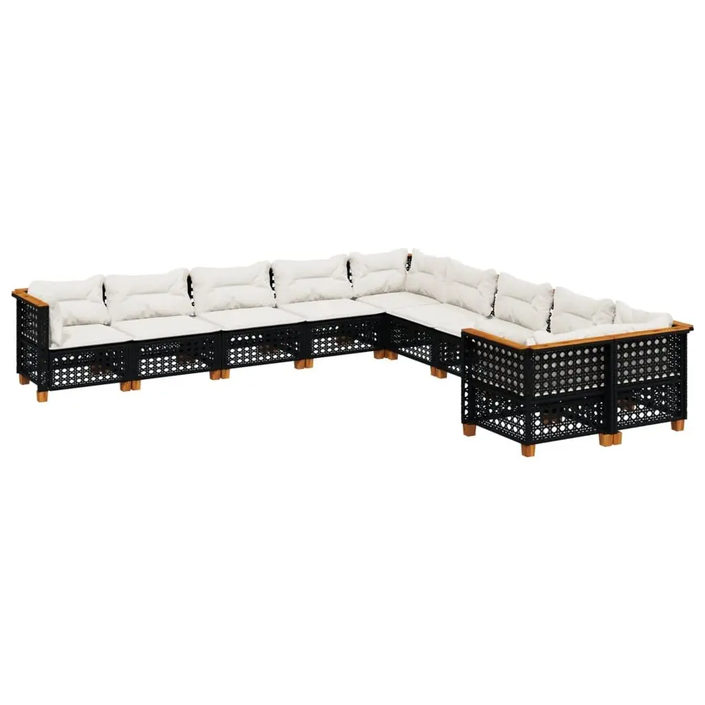 10 Piece Modular Outdoor Garden Sofa Set with Cushions Black