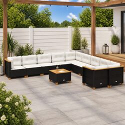 Garden Sofa Set 11 Piece Outdoor Furniture Patio Rattan Cushioned Seating Black