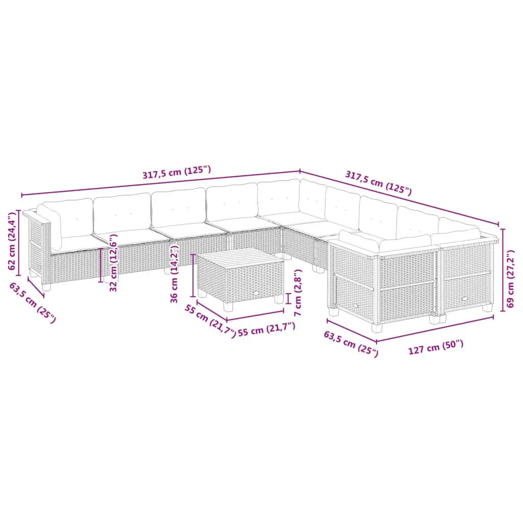 11-Piece Garden Sofa Set