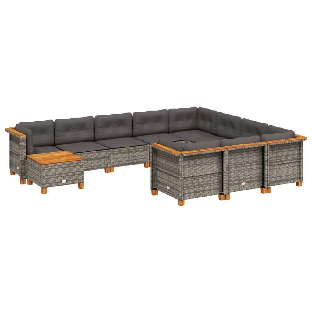 Garden Sofa Set Modular Grey 11 Piece Outdoor Furniture