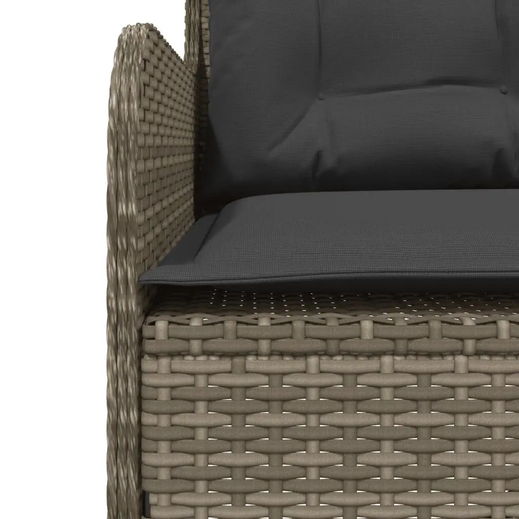 Garden Sofa Set 2 Piece Grey PE Rattan Outdoor Furniture with Cushions