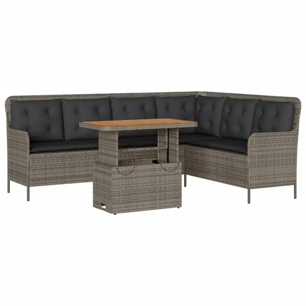 Garden Sofa Set 2 Piece Grey Poly Rattan Outdoor Furniture with Cushions