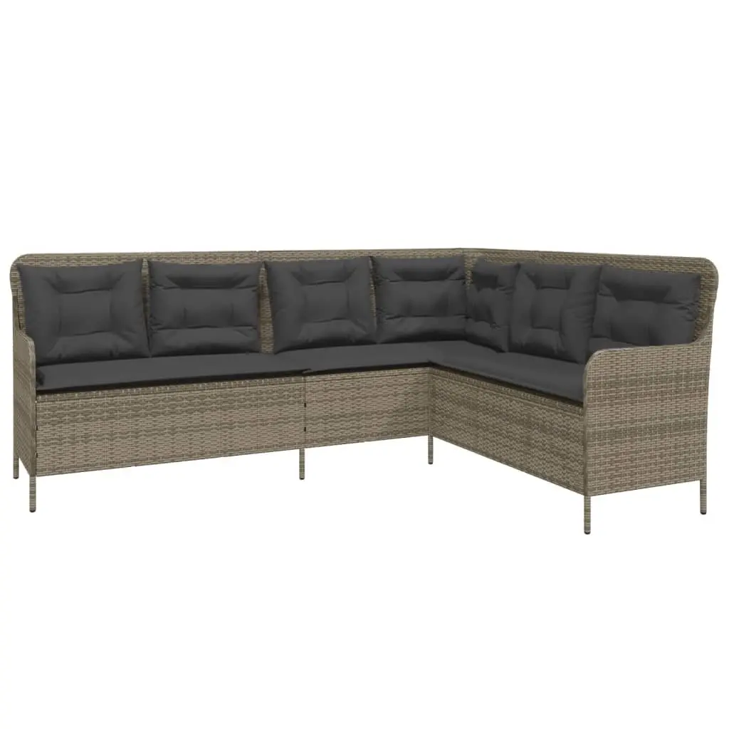 Garden Sofa Set 2 Piece Grey Poly Rattan Outdoor Furniture with Cushions