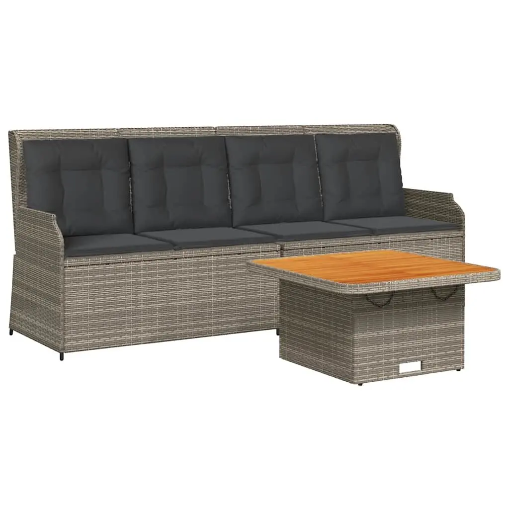 3 Piece Garden Lounge Set Outdoor Furniture Grey Poly Rattan with Cushions Table