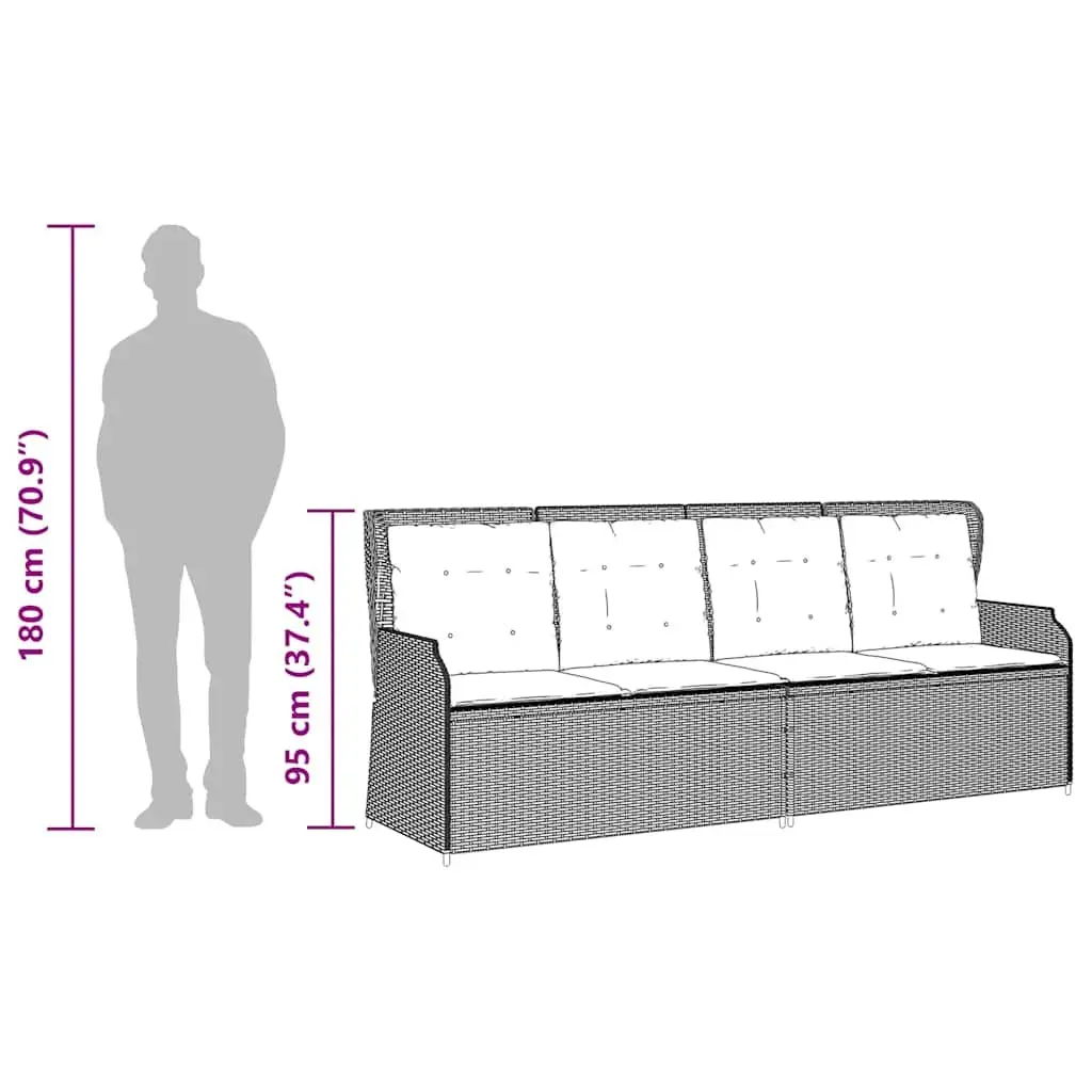 3 Piece Garden Lounge Set Outdoor Furniture Grey Poly Rattan with Cushions Table