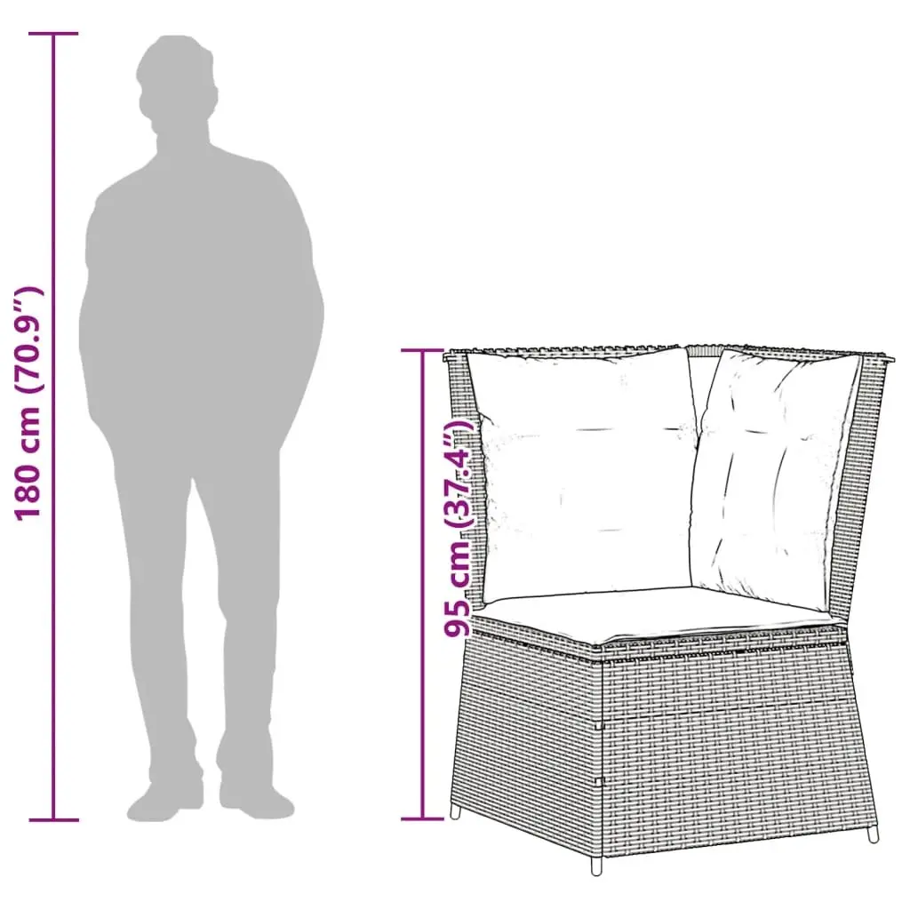 5 Piece Outdoor Lounge Set Grey Poly Rattan with Cushions