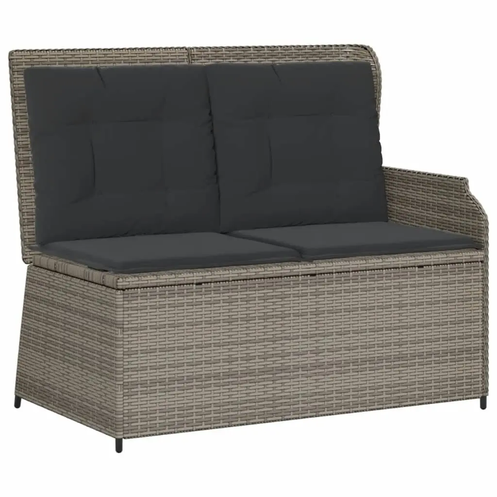 5 Piece Outdoor Lounge Set Grey Poly Rattan with Cushions