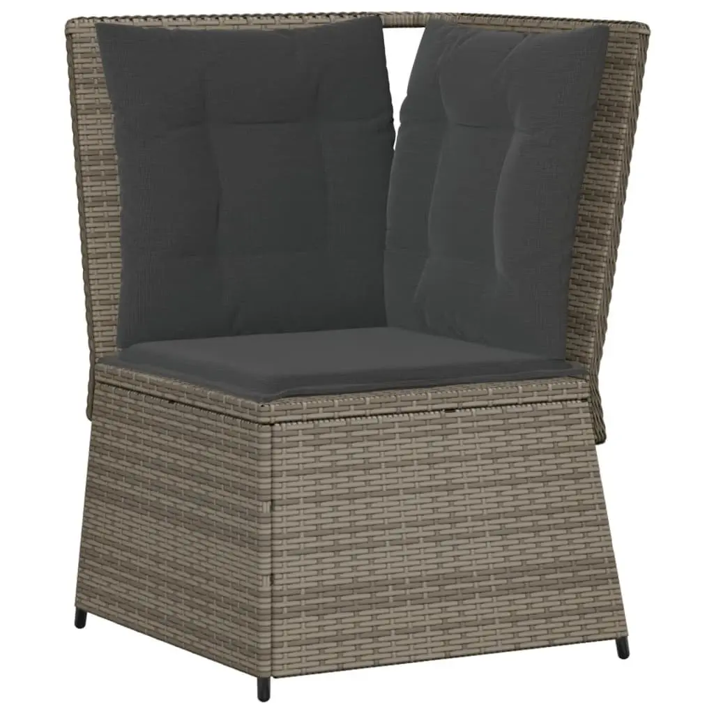 5 Piece Outdoor Lounge Set Grey Poly Rattan with Cushions