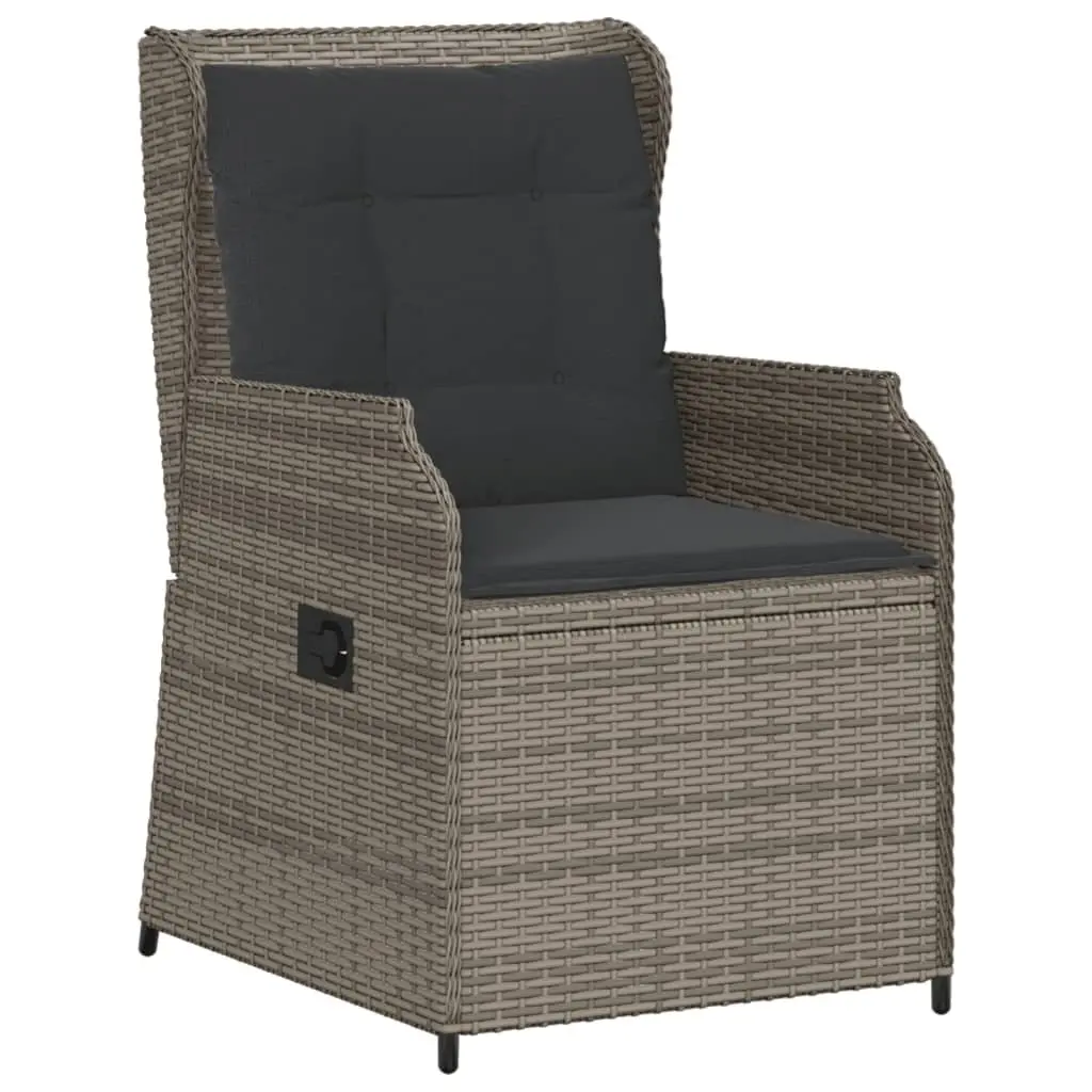 5 Piece Outdoor Lounge Set Grey Poly Rattan with Cushions