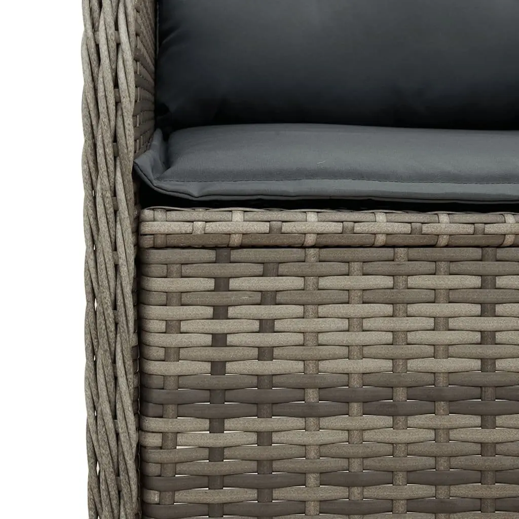 5 Piece Outdoor Lounge Set Grey Poly Rattan with Cushions