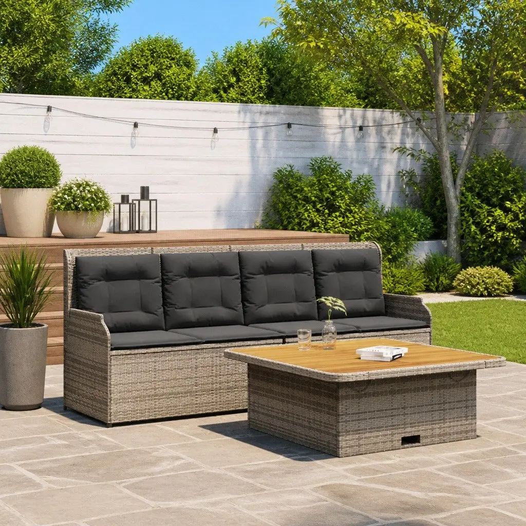 3 Piece Garden Sofa Set Grey Outdoor Furniture with Cushions