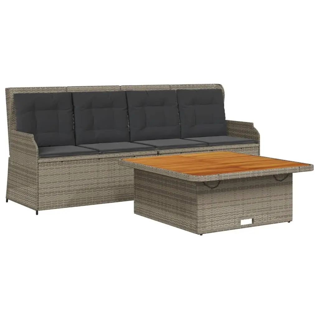 3 Piece Garden Sofa Set Grey Outdoor Furniture with Cushions