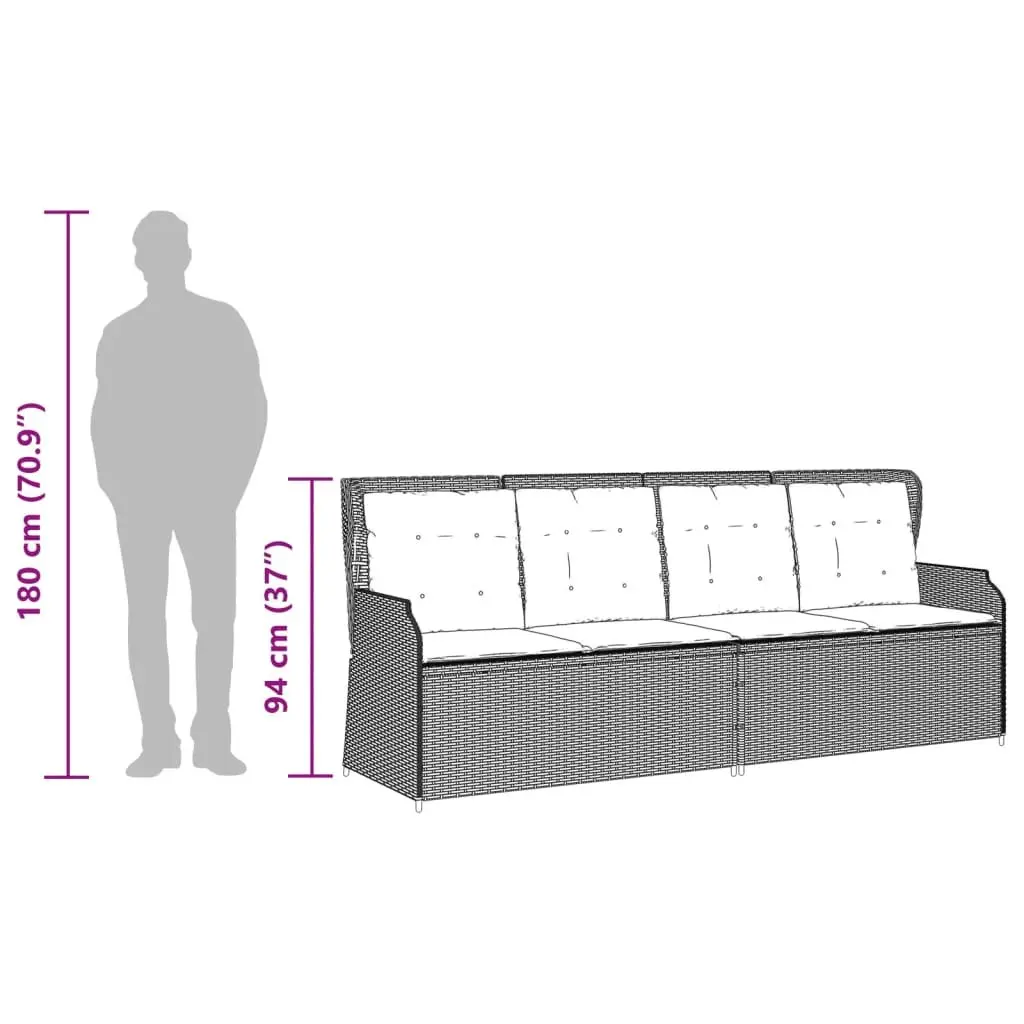 3 Piece Garden Sofa Set Grey Outdoor Furniture with Cushions