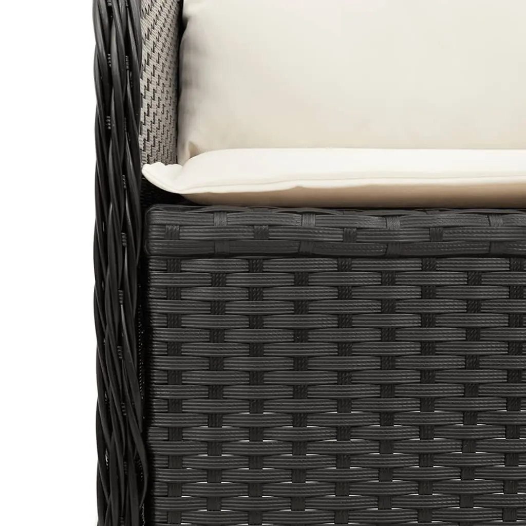 3 Piece Garden Lounge Set Black PE Rattan Outdoor Furniture with Cushions