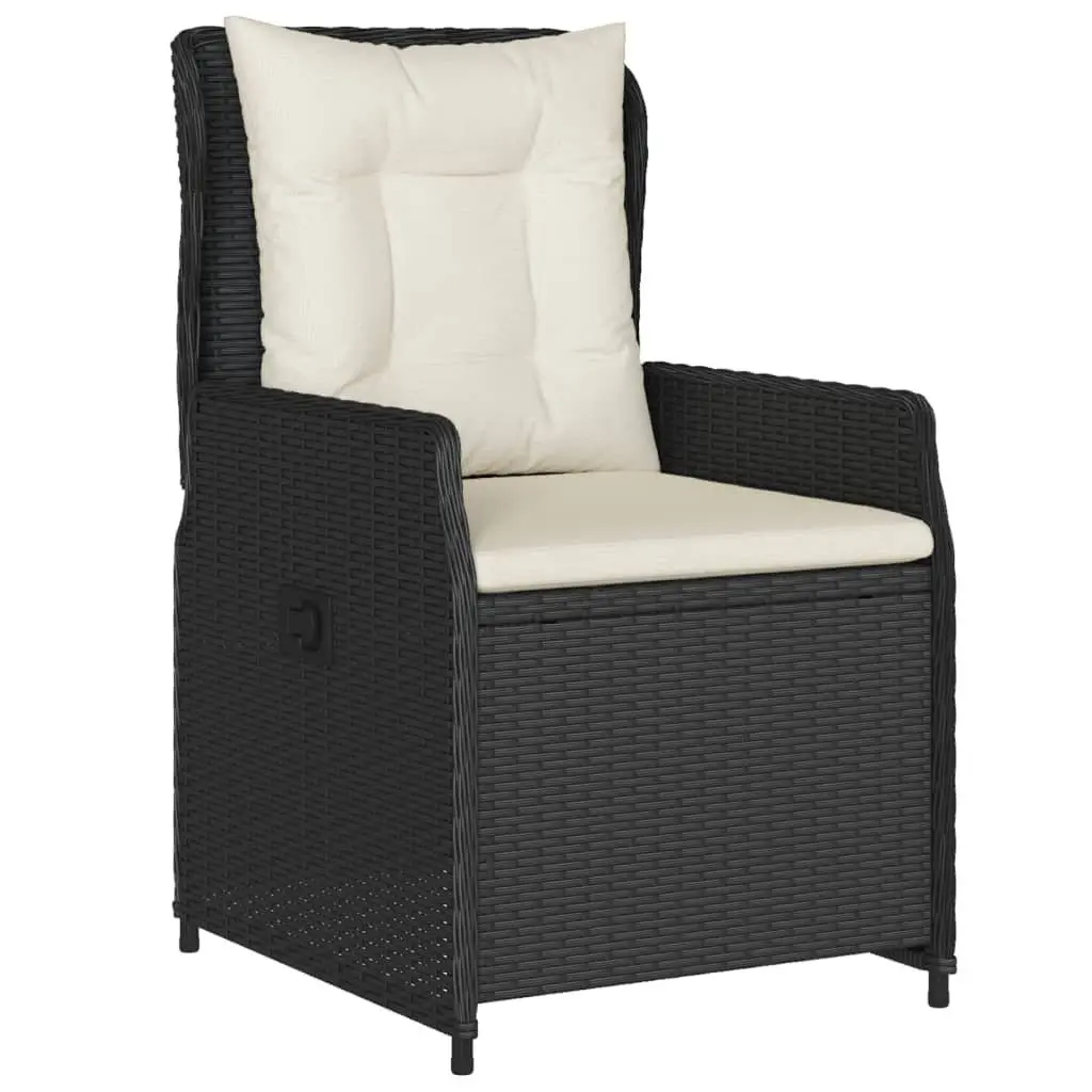3 Piece Bistro Set with Adjustable Backrest Cushions Black Garden Patio