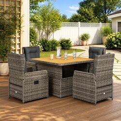Enjoy the Outdoors with This 5-Piece Grey Dining Set