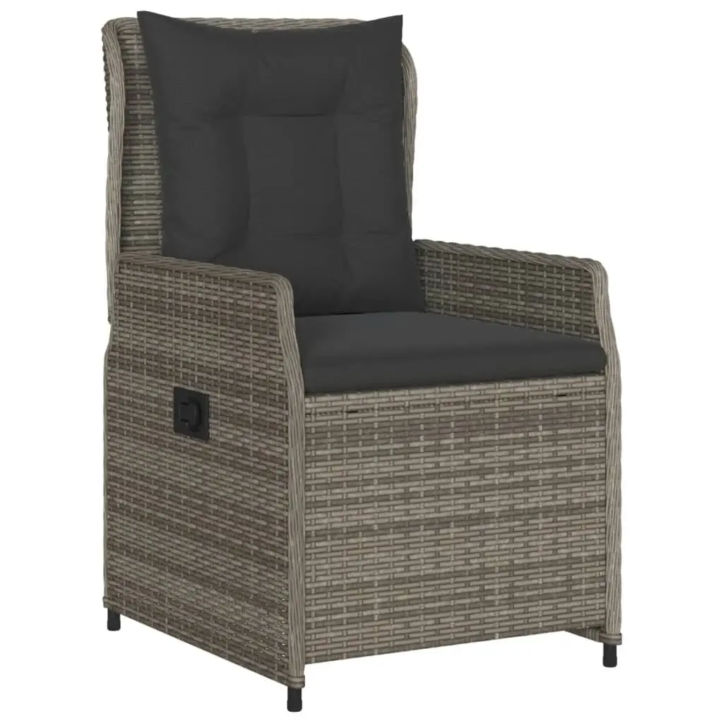 Outdoor Dining Set Grey Poly Rattan 7 Piece with Cushions